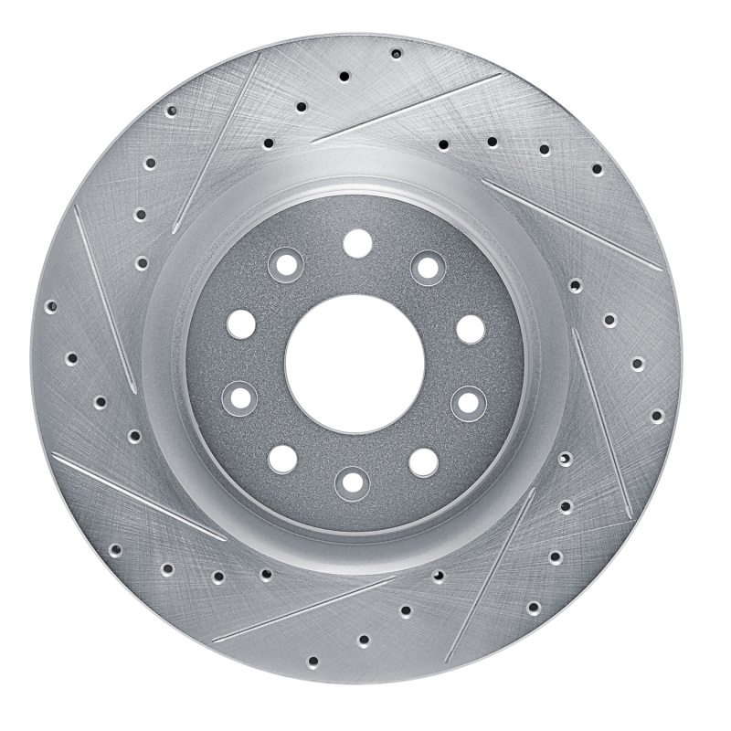 Chrysler Pacifica Brake Rotor (1) - Front Left - R1 Concepts - Drilled & Slotted - Silver - `20-`25
